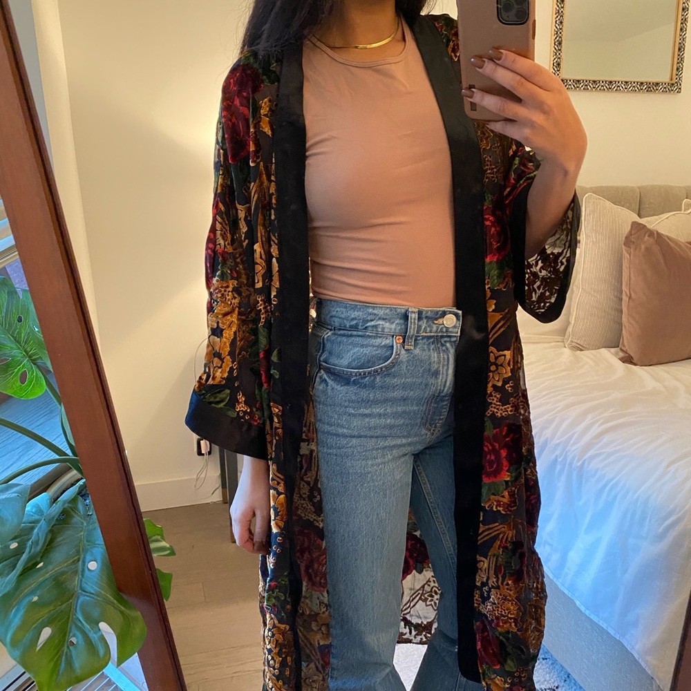 Black velvet kimono
